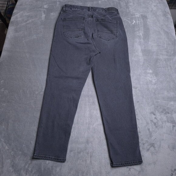American Eagle Curvy Mom Jeans 6 Short High Rise Faded Black Stretch - Picture 3 of 9